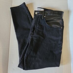 Abercrombie High Rise Super Skinny Faux Leather Panel Jeans 31